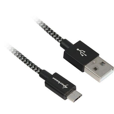 Câble Sharkoon USB 2.0, USB-A > micro-USB B (gris noir, 0,5 mètre)