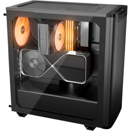 Soyez silencieux! boîtier tour midi pure base 501 lx (noir | 2x USB-A | 1x USB-C | RGB | verre trempé)