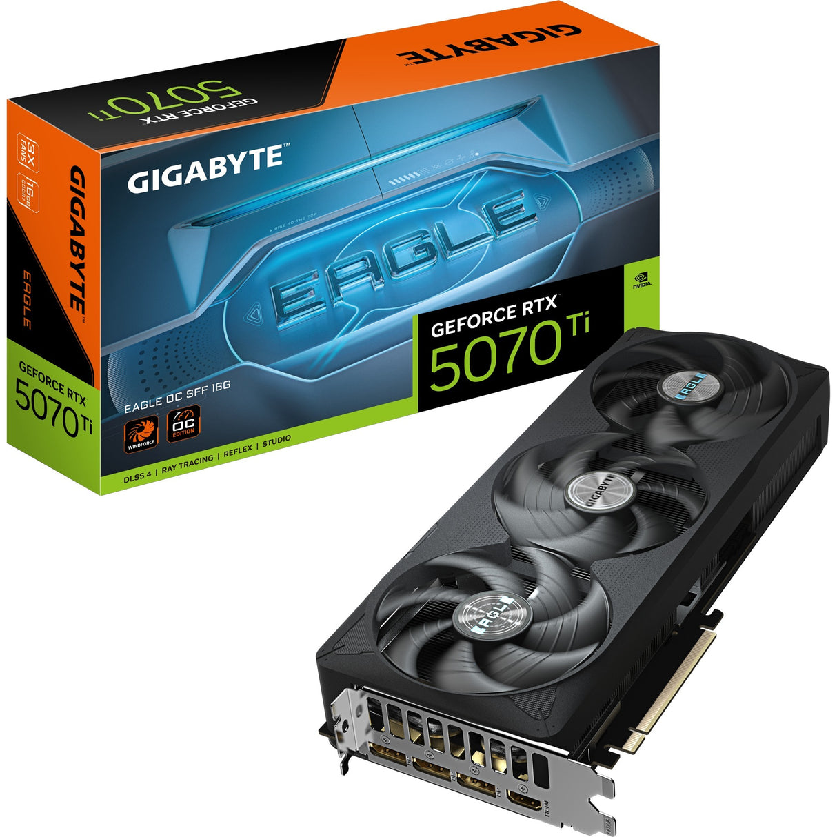 Carte graphique Gigabyte GeForce RTX 5070 Ti Eagle OC 16G (3x Display Port, 1x HDMI 2.1, DLSS 4)