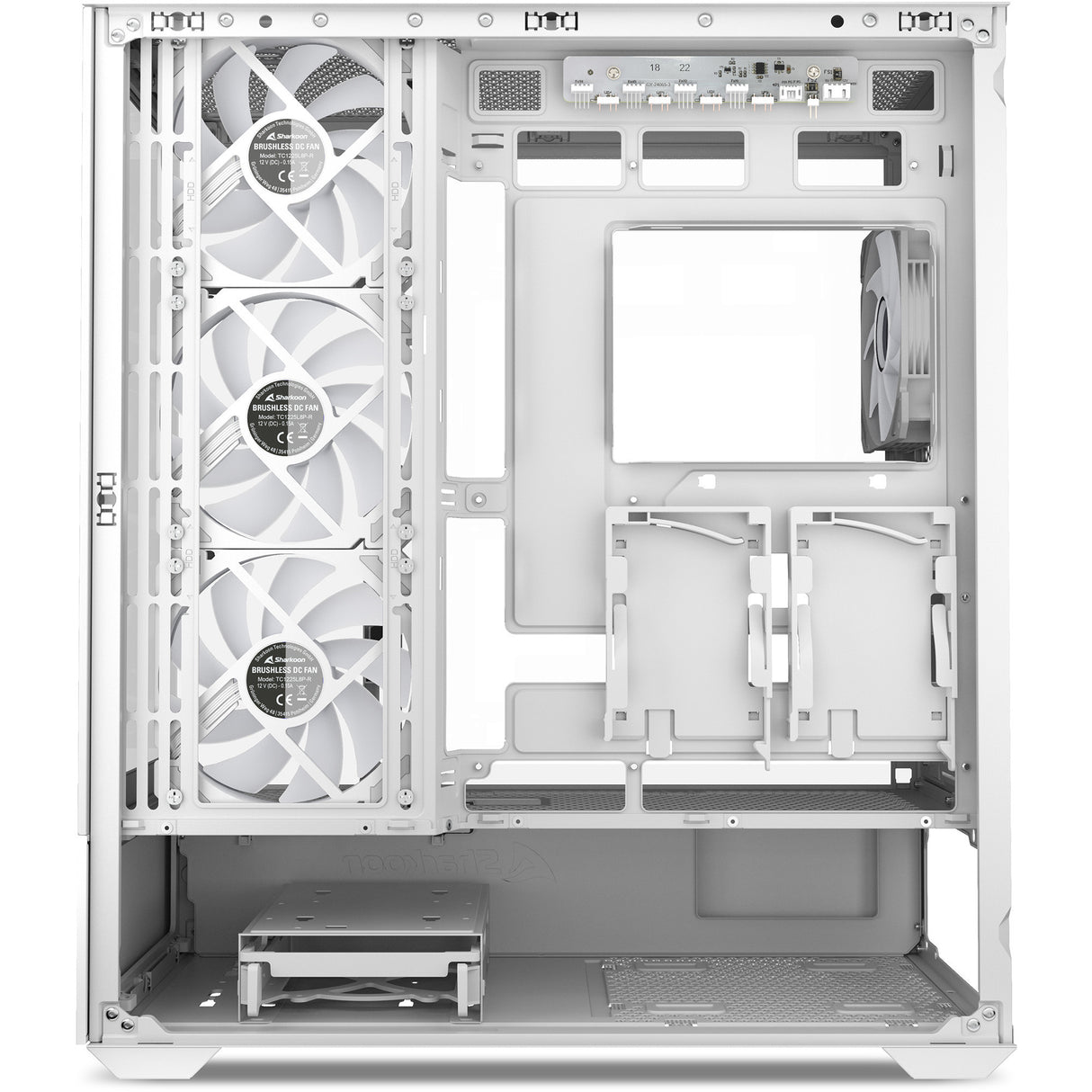 Boîtier tour midi Sharkoon ak6 rgb (blanc | 2x usb-a | 1x usb-c | rgb | verre trempé)