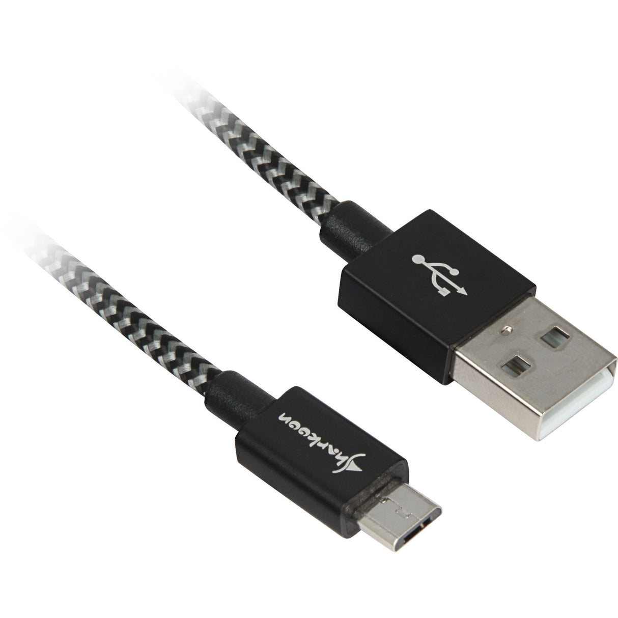 Câble Sharkoon USB 2.0, USB-A > micro-USB B (noir gris, 1 mètre)