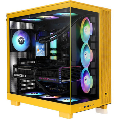 Thermaltake view 380 xl tg argb bumblebee midi tower behuizing (donkergeel | 2x usb-a | 1x usb-c | rgb | window)