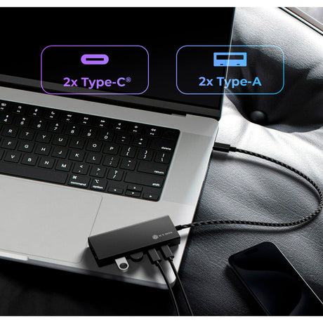 Icy box ib-hub1436-cpd hub USB (noir, 2x USB-A, 2x USB-C)