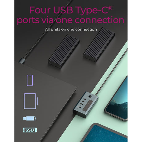 Icy box ib-hub1454-c31 hub USB (gris bleu-gris, 4x USB-C 3.2 (10 Gbit s))