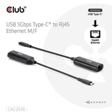 Adaptateur Ethernet M-F Club 3D USB-C vers RJ45 5 Gbit/s (noir)