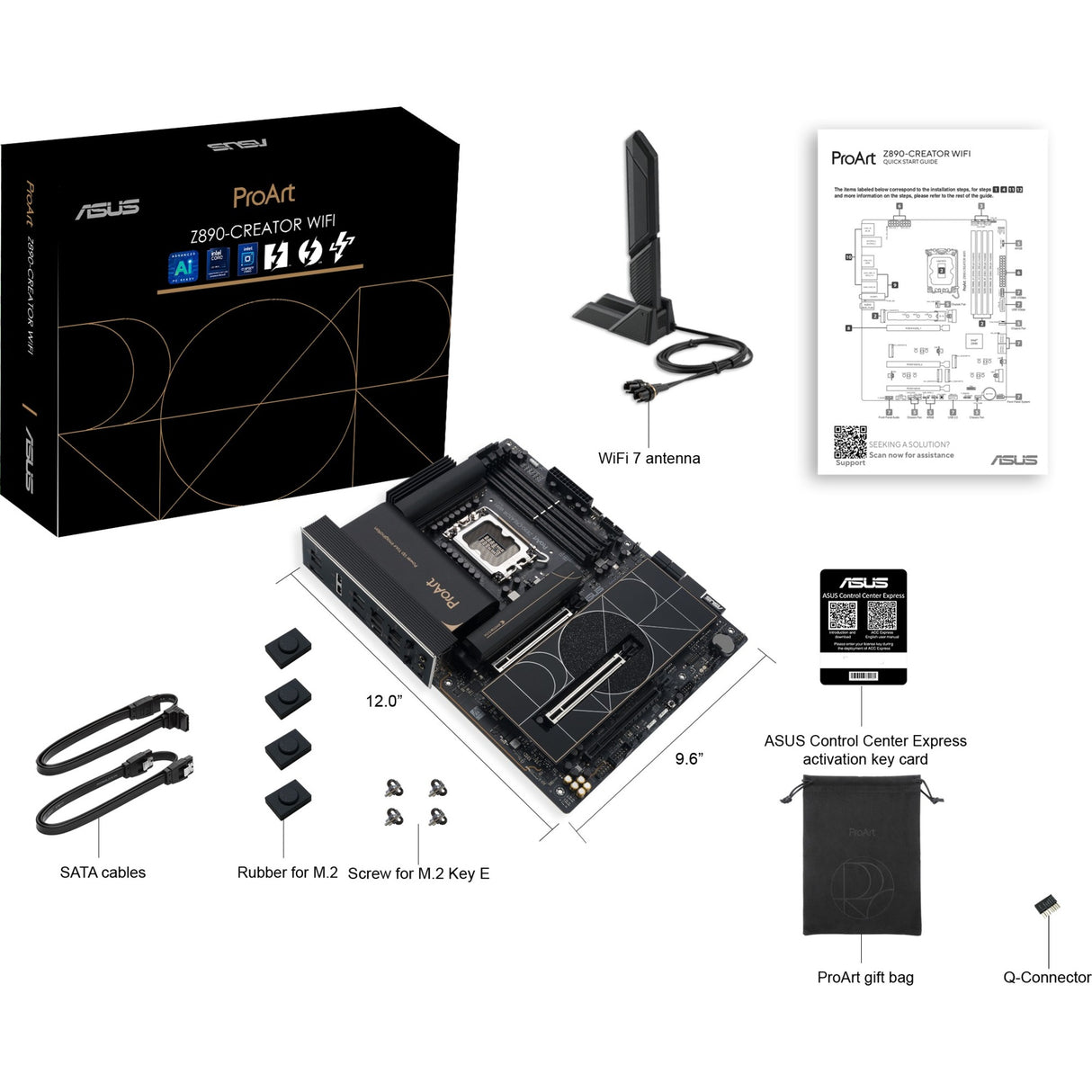 Carte mère Asus ProArt Z890-Creator WiFi Socket 1851 (RAID, 2,5 Go-LAN, 10 Go-LAN, Wi-Fi 7, BT, Son, ATX)