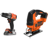 Tournevis Black+decker 18v + lot de scie sauteuse pendulaire 18v (noir orange)
