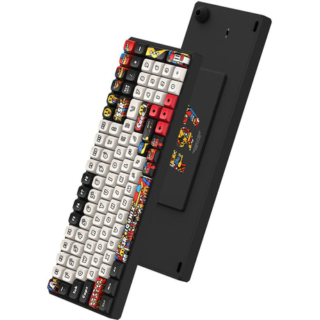 Clavier mécanique sans fil Iqunix f97 graffiti diary (noir, disposition américaine (qwerty), rouge cerise mx, 96 %, LED RVB, remplaçable à chaud, pbt, 2,4 GHz | Bluetooth 5.1 | USB-C)