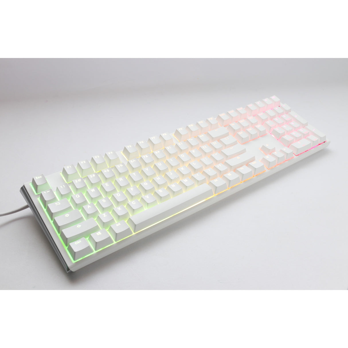 Clavier mécanique RVB blanc pur classique Ducky One 3 (blanc, disposition américaine (qwerty), cerise mx speed silver, 100 %, LED RVB, pbt double-shot, remplaçable à chaud, mécanique charlatan)