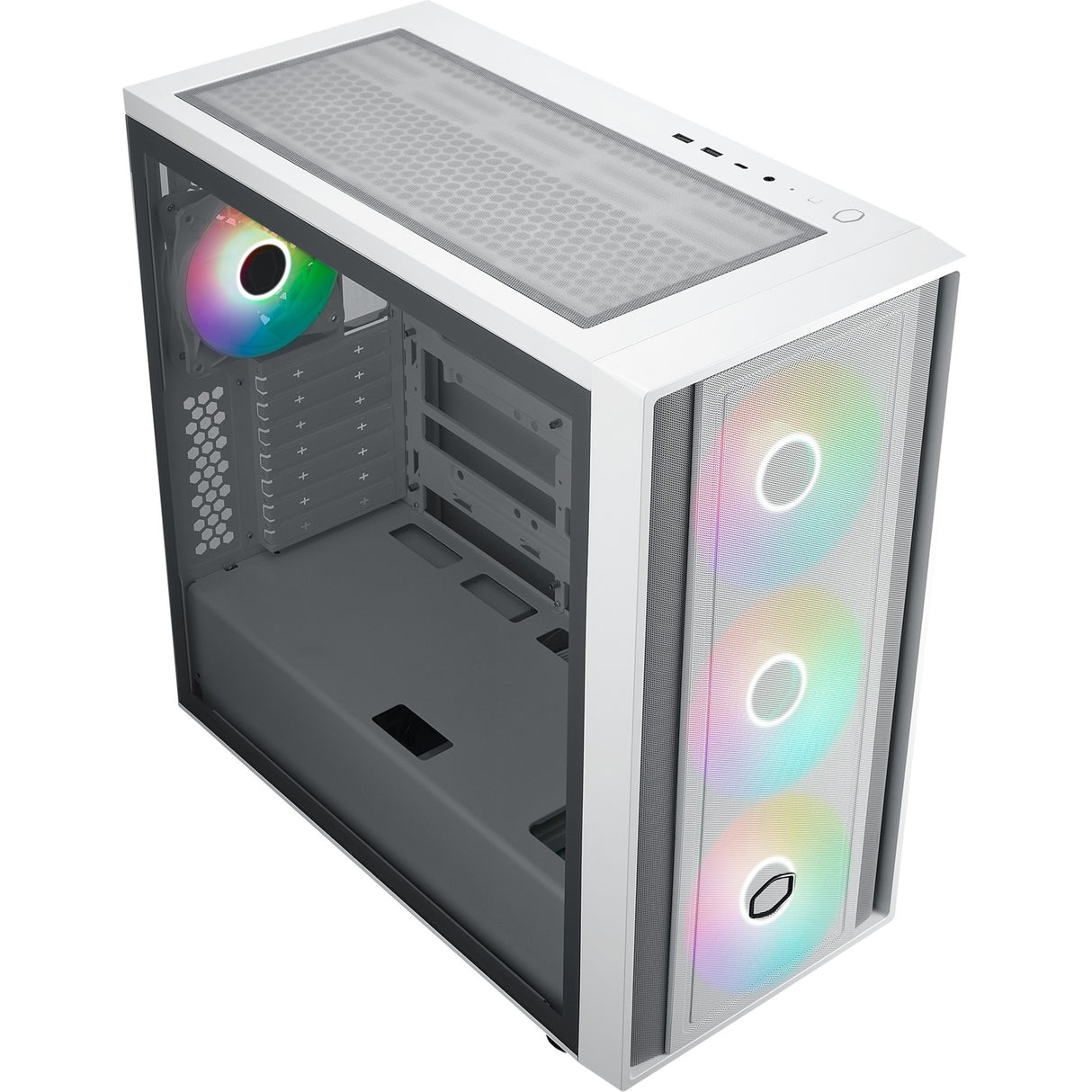 Boîtier tour midi Cooler master masterbox 600 (blanc | 2x USB-A | 1x USB-C | RGB | verre trempé)