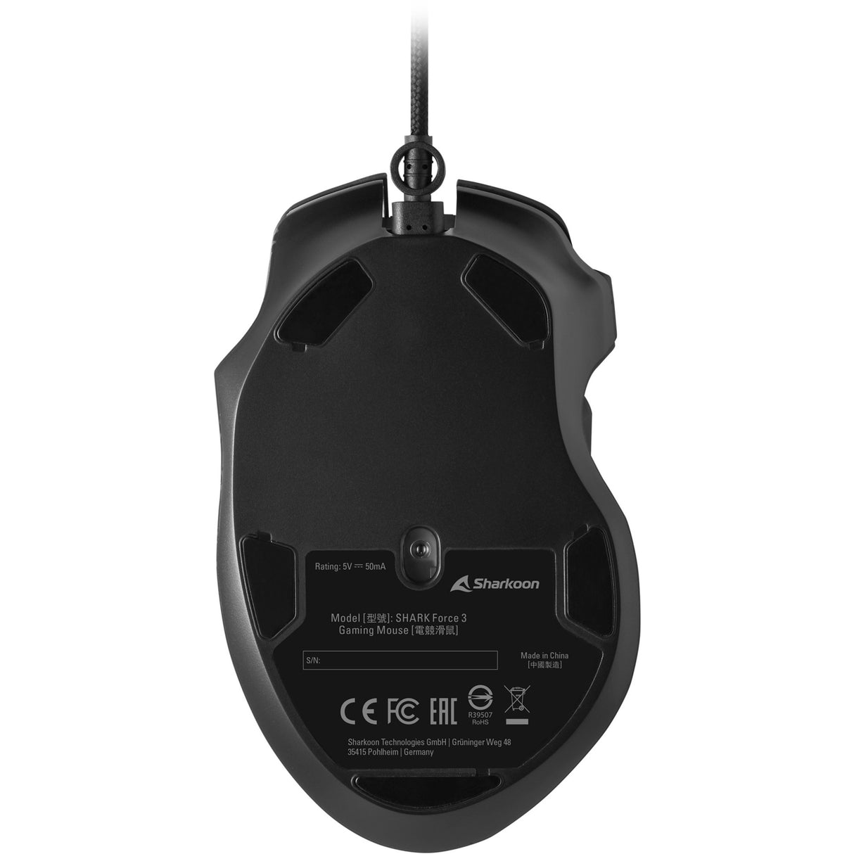 Sharkoon Shark Force III souris de jeu (noir, 400 - 12 800 dpi, LED RVB)