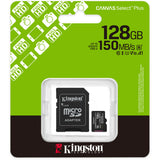 Carte mémoire MicroSDXC Kingston Canvas Select Plus 128 Go (noir, UHS-I U1, classe 10, V10, avec adaptateur SD)