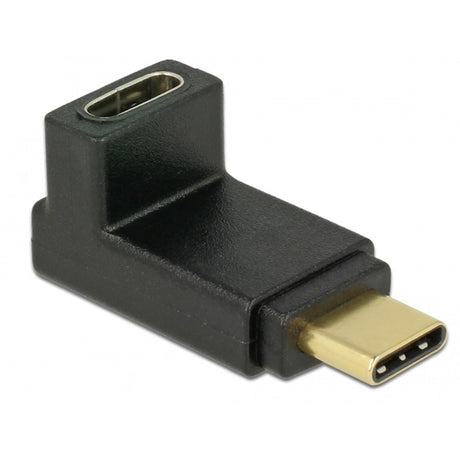 Delock Adaptateur USB 10 Gbit/s (USB 3.1 Gen 2) USB-C (mâle) vers USB-C (femelle) coudé (haut vers le bas) (noir)