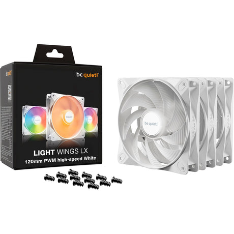Soyez silencieux! Light Wings LX PWM Ventilateurs de boîtier RGB haute vitesse (blanc, 3 pièces, 120 x 120 x 25 mm)