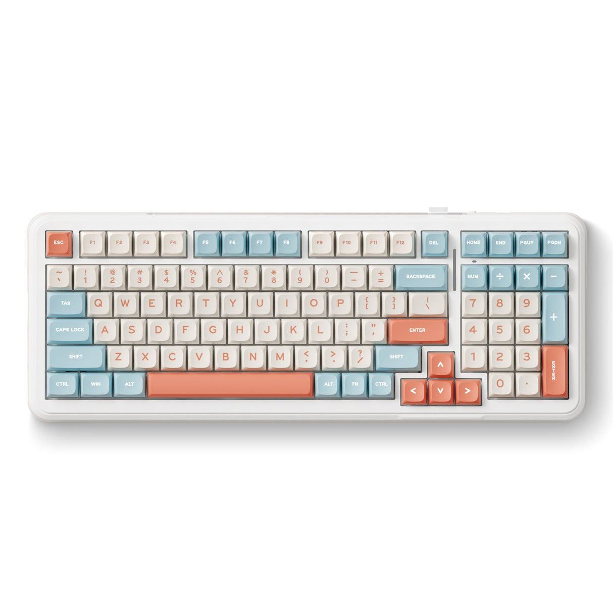 Mchose K99 Horizon Orange Hyacinth Clavier mécanique RVB sans fil avec joint d'étanchéité (blanc, disposition américaine (Qwerty), KTT Hyacinth, RVB, Hot Swap, Double-Shot PBT, sans fil | Bluetooth | USB-C)