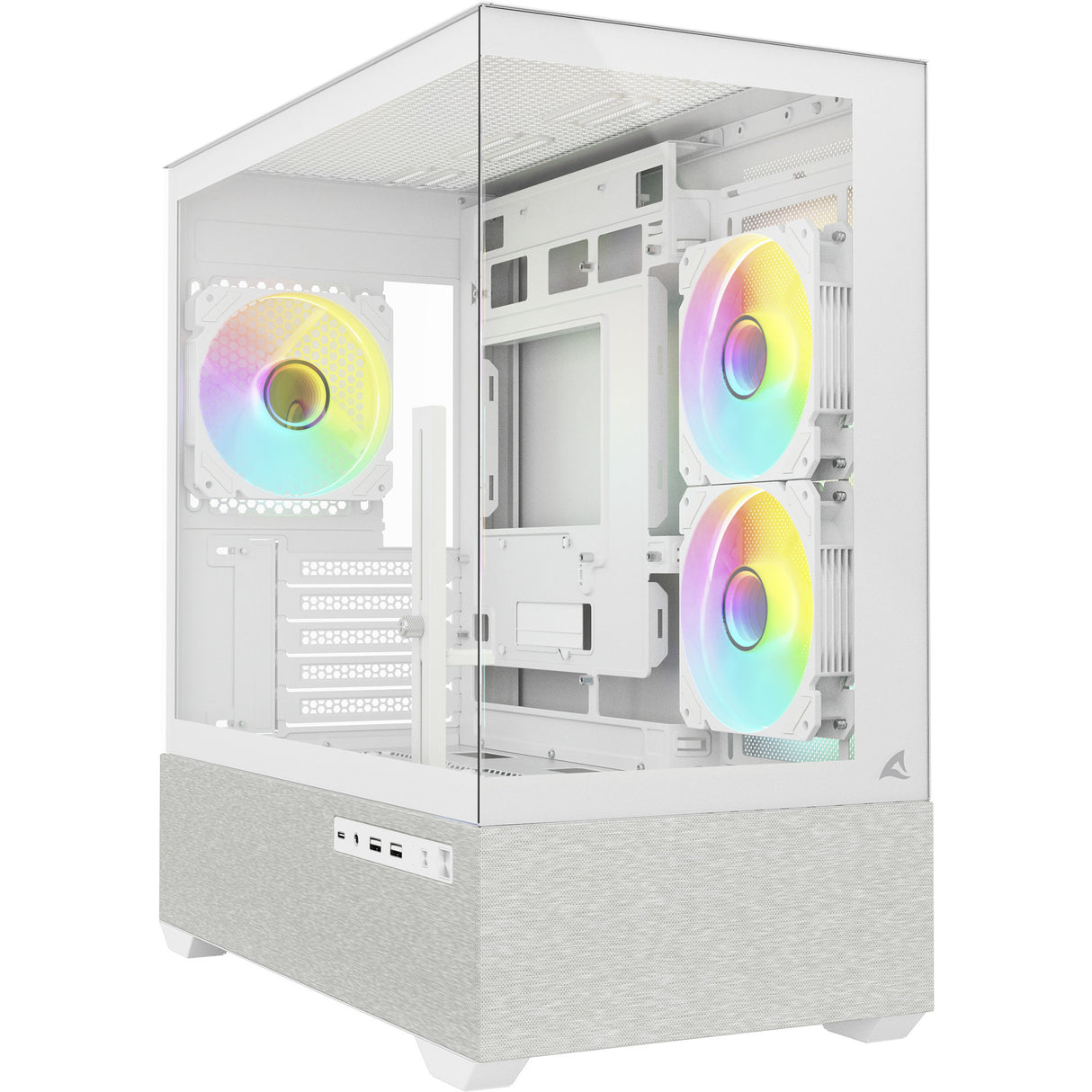 Boîtier mini tour Sharkoon mk7 argb (blanc | 2x USB-A | 1x USB-C | RVB | verre trempé)