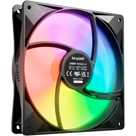 Soyez silencieux! Light Wings LX PWM RVB Ventilateurs de boîtier (Noir, 3 pièces, 140 x 140 x 25 mm)