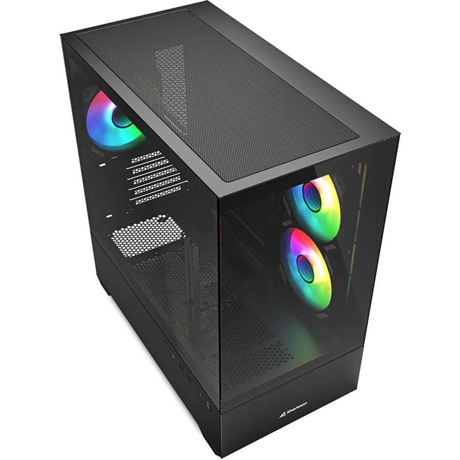Boîtier mini tour Sharkoon mk6 rgb (noir | 2x usb-a | 1x usb-c | rgb | verre trempé)