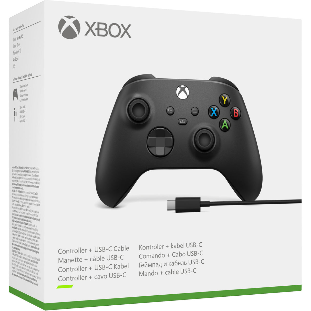 Manette sans fil Microsoft Xbox + câble USB-C (noir, avec câble USB-C | PC, Xbox One, Xbox Series X, Xbox Series S)