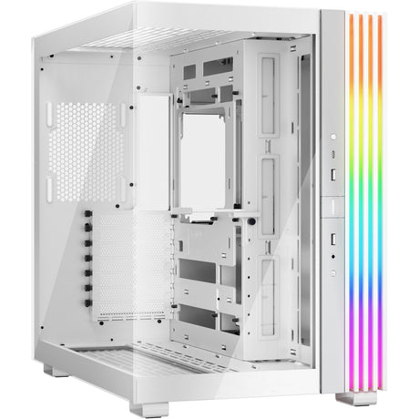 Soyez silencieux! boîtier tour midi light base 600 dx (blanc | 2x USB-A | 1x USB-C | RGB | verre trempé)