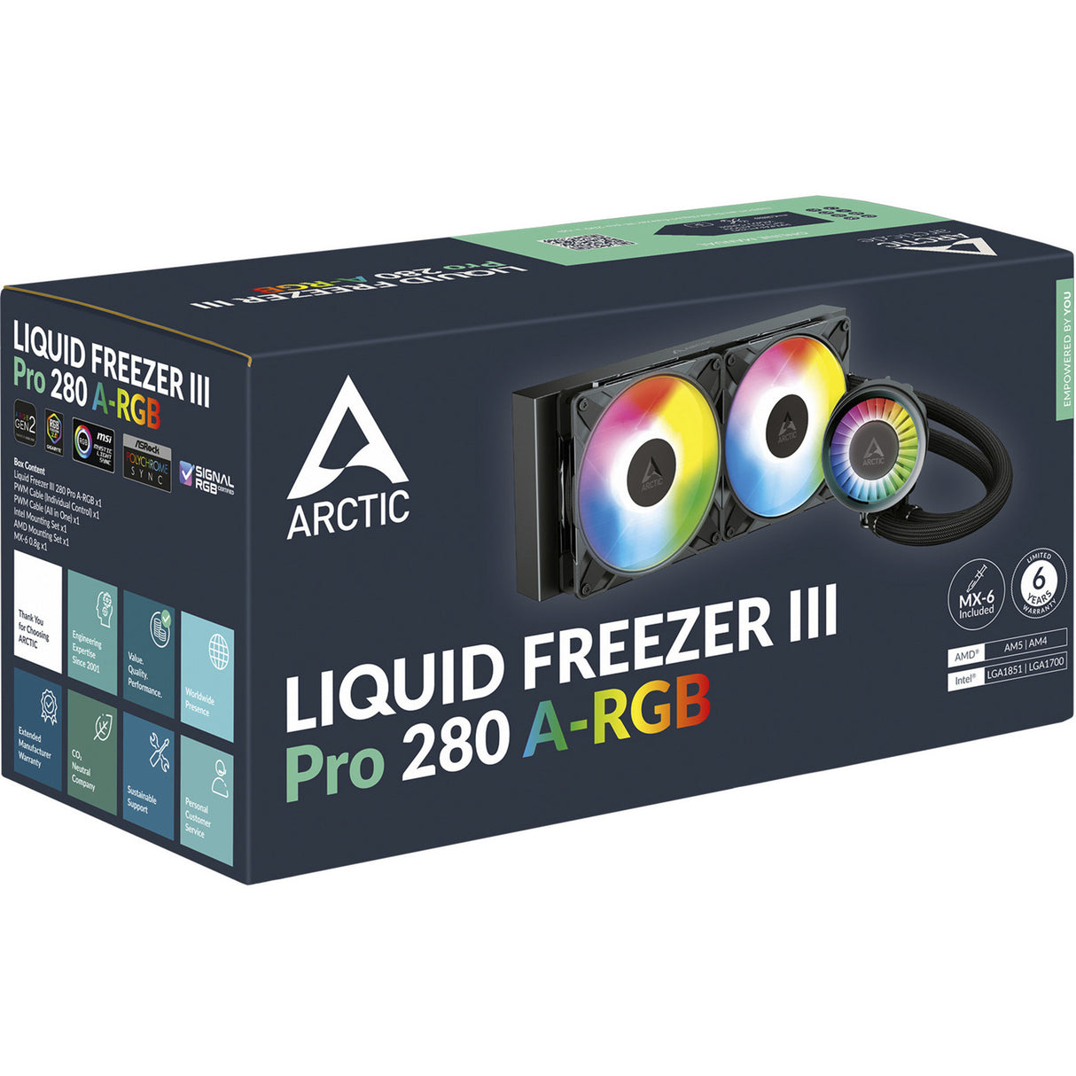 Arctic Liquid Freezer III Pro 280 A-RGB Refroidissement par eau (noir, connecteur de ventilateur PWM à 4 broches)