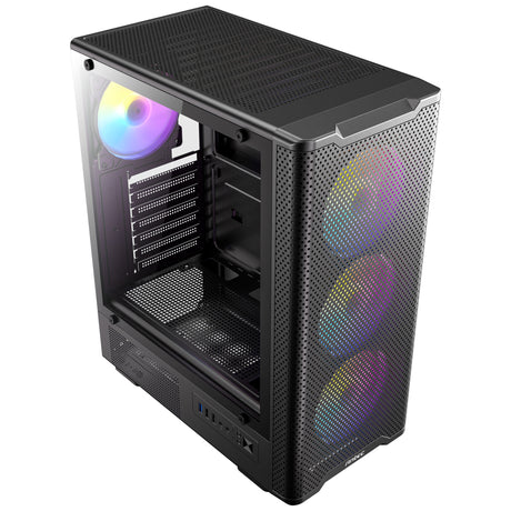 Boîtier tour midi Antec vx310 argb (noir | 3x usb-a | verre trempé)
