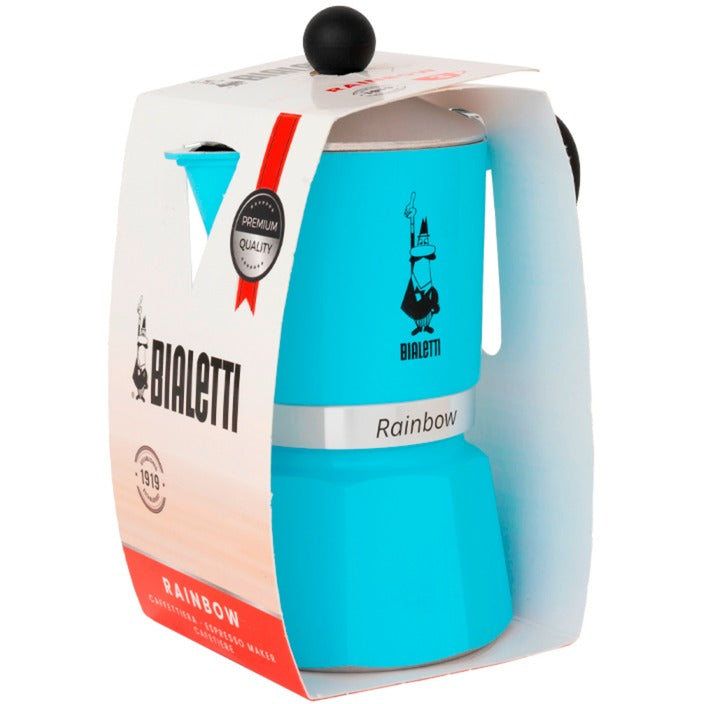 Machine à expresso Bialetti arc-en-ciel (bleu clair, 6 tasses)