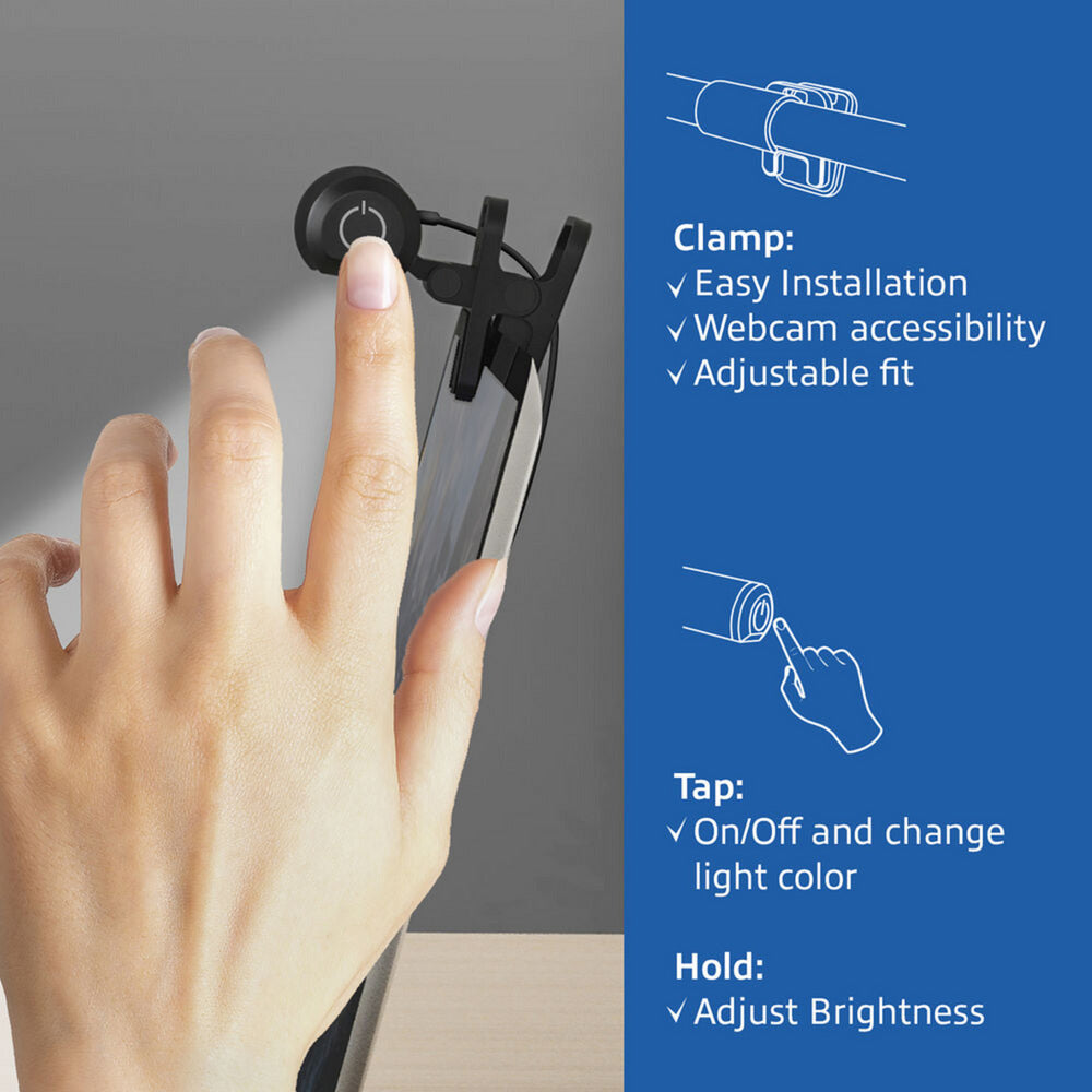 Act Connectivity Barre lumineuse LED à clipser pour ordinateur portable à intensité variable (noir, alimenté par USB, 3000 K-6500 K)