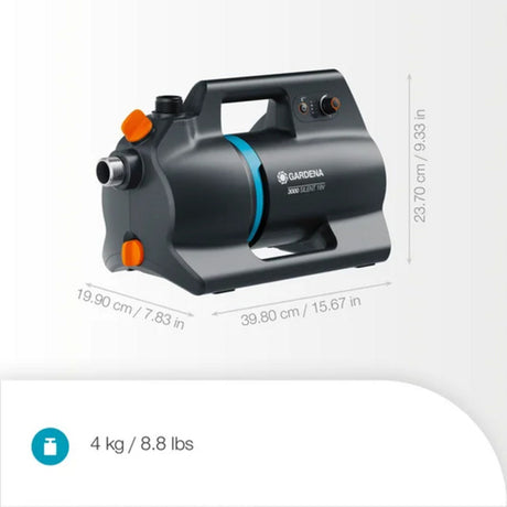 Pompe d'arrosage à batterie Gardena 3000 silencieuse 18v p4a kit prêt à l'emploi incl. batterie et chargeur (gris turquoise foncé, 14610-20 | pompe | batterie | chargeur)
