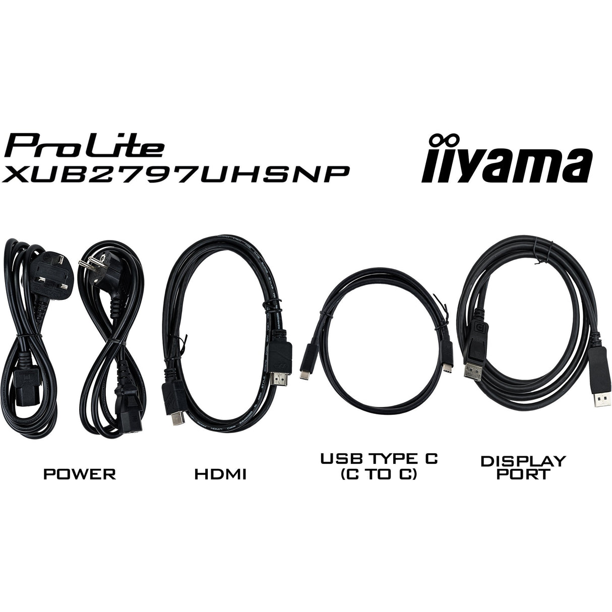 Moniteur Iiyama prolite xub2797uhsnp-b1 27 4k uhd (noir, hdmi, port d'affichage, 4x usb-a, usb-c, rj-45)