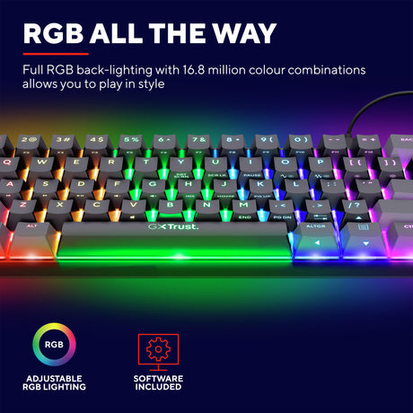 Trust Trust GXT 867 Acira 60% mini clavier de jeu mécanique