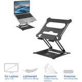 Support pour ordinateur portable Act Connectivity, aluminium, pliable, réglable en hauteur en continu (noir)