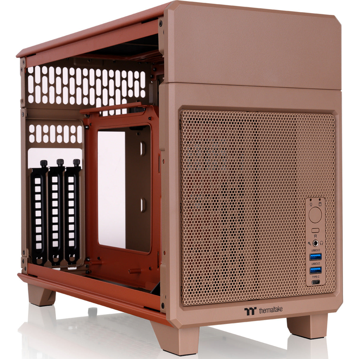 Thermaltake tr100 gravel sand mini tower behuizing (lichtbruin | 2x usb-a | 1x usb-c)
