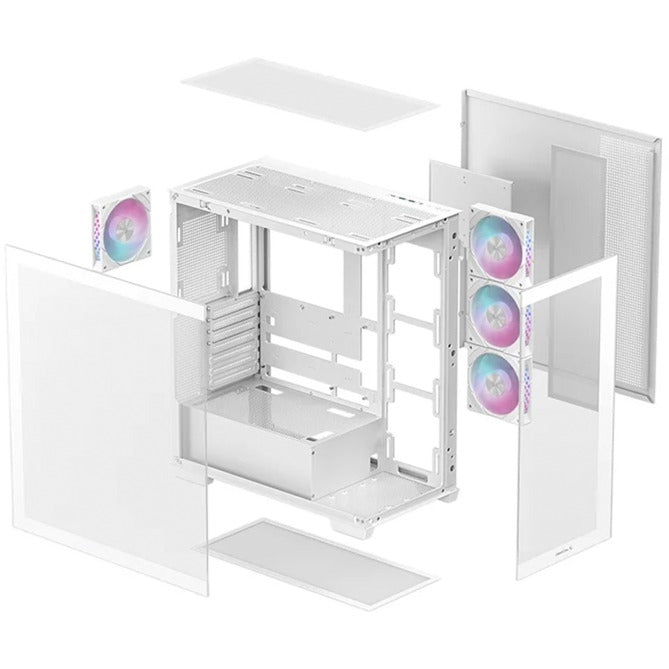 Boîtier tour midi Deepcool CG580 4f (blanc | 2x USB-A | 1x USB-C | RVB | verre trempé)