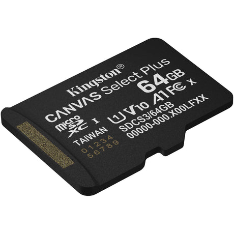 Carte mémoire MicroSDXC Kingston Canvas Select Plus 64 Go (noir, UHS-I U1, classe 10, V10)