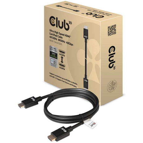 Câble certifié HDMI 2.1 ultra haut débit Club 3D mâle-mâle (noir, 1,5 mètre, 4K 120 Hz, 8K 60 Hz, 48 Gbps)