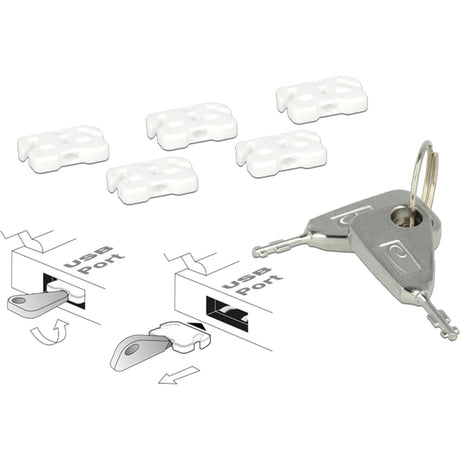 Delock Bloqueur de port USB pour serrure à mortaise femelle USB-A (argent blanc)