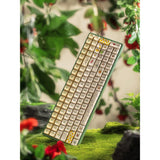 Clavier de jeu mécanique RVB Iqunix f97 floral date (vert, disposition américaine (qwerty), rouge gateron, 96 %, LED RVB, remplaçable à chaud, pbt, 2,4 GHz | Bluetooth 5.1 | USB-C)
