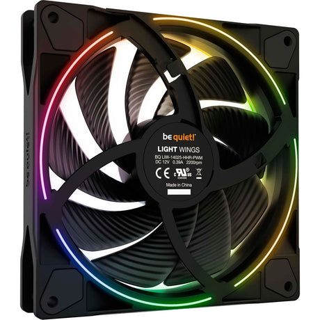 Soyez silencieux! Light Wings PWM Ventilateur de boîtier RVB haute vitesse (noir, 140 x 140 x 25 mm)