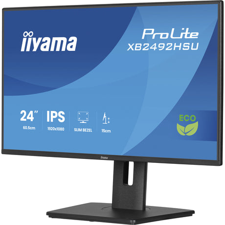 Moniteur Iiyama prolite xb2492hsu-b1 24 (noir (mat), HDMI, port d'affichage, 2x USB-A, USB-B, 120 Hz)