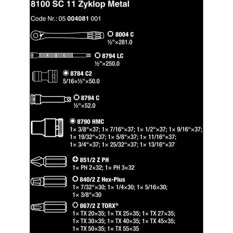 WAA 8100 SC 11 Zyklop Metal Ratels Set