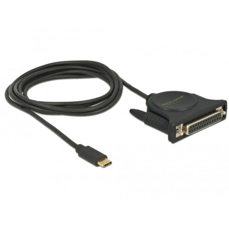 Delock USB-C 2.0 mâle > 1 x câble parallèle DB25 femelle (noir, 1,8 mètres)