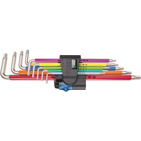 Wera jeu de clés hexagonales torx 3967 9 tx sxl multicolore hf inoxydable 1 (9 pièces, torx t8 à t40)