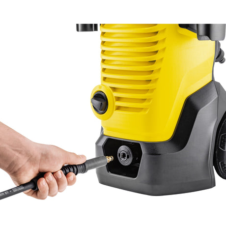 Nettoyeur haute pression Kärcher k 4 wcm premium home (jaune noir, avec nettoyeur haute pression, enrouleur de tuyau et nettoyant de surface)