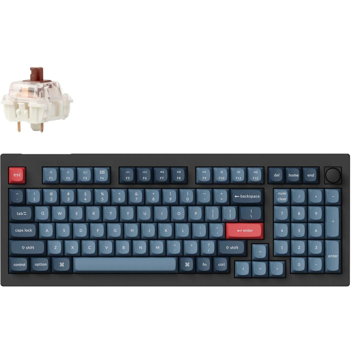 Clavier mécanique Keychron v5 max-d3 rgb (noir, disposition américaine (qwerty), gateron jupiter brown, 96%, leds rgb, pbt double-shot, hot swap, 2.4 | bluetooth | usb-c, bouton)