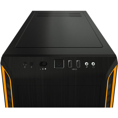 Soyez silencieux! boîtier tour midi à fenêtre pure base 600 (noir orange | 2x USB-A | verre trempé)