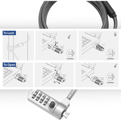 Verrou pour ordinateur portable act ac9025 gris 2000 mm
