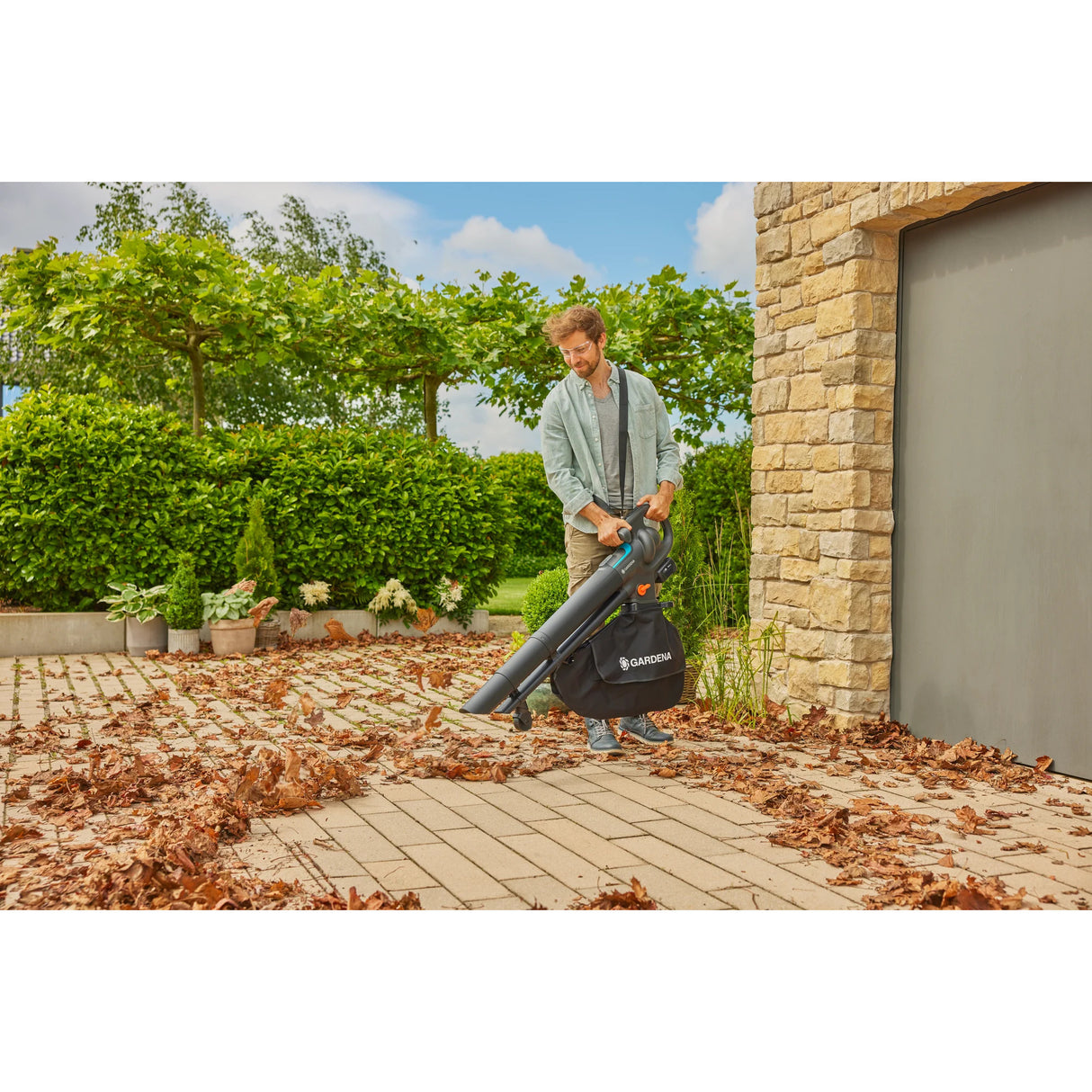 Aspirateur Gardena - souffleur powerjet collect aspirateur à feuilles souffleur de feuilles (gris noir, batterie 18v p4a et chargeur inclus)