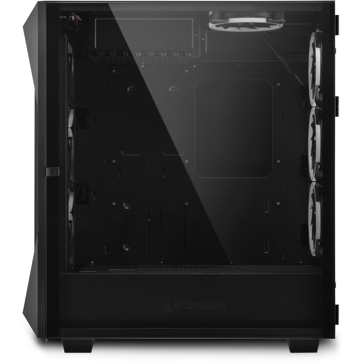 Boîtier tour midi Sharkoon rev300 (noir | 4x USB-A | 1x USB-C | RVB | verre trempé)