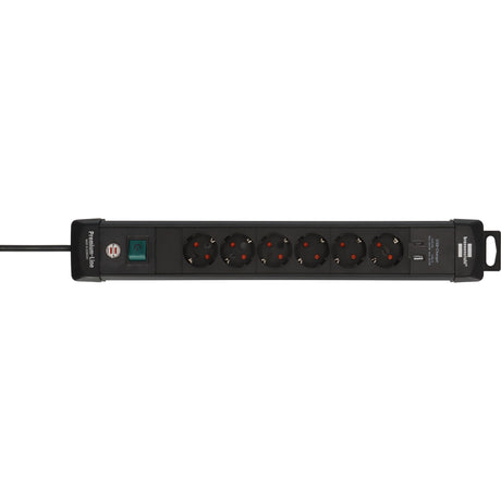 Multiprise Brennerstuhl premium-line à 6 prises avec USB-C PD 30 W et multiprise USB-A 18 W (noir, 1x USB-A, 1x USB-C)